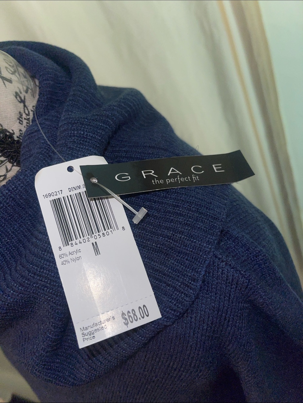 Grace Navy Cowl Neck Tunic Sweater - Picture 2 of 3